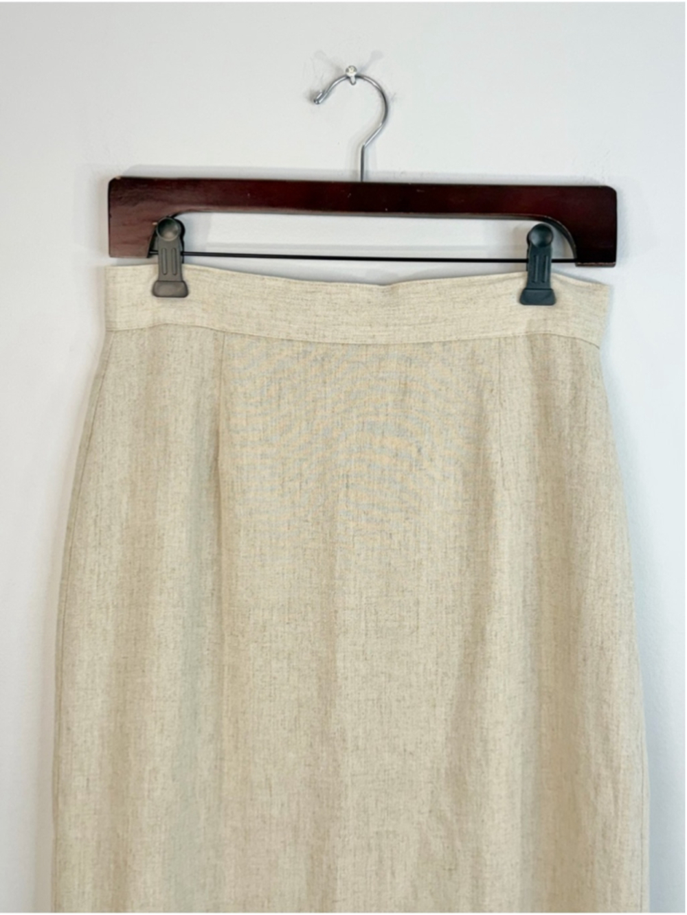 Vintage 80s 90s linen blend beige long minimalist old money maxi skirt 9 - Picture 6 of 15